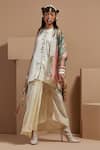 Buy_ASEEM KAPOOR_Multi Color Silk, Crepe Tassels, Lace Open Neck Veni Dupatta Jacket Set _Online_at_Aza_Fashions