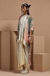 Shop_ASEEM KAPOOR_Multi Color Silk, Crepe Tassels, Lace Open Neck Veni Dupatta Jacket Set _Online_at_Aza_Fashions