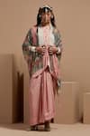 Buy_ASEEM KAPOOR_Pink Silk Tassels, Lace Open , Round Veni Dupatta Jacket Set 
