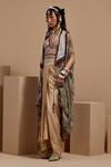 ASEEM KAPOOR_Multi Color Silk, Chiffon Beads, Tassels Open Neck Embroidered Sheer Jacket _Online_at_Aza_Fashions