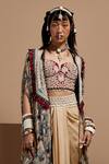 Shop_ASEEM KAPOOR_Multi Color Silk, Chiffon Beads, Tassels Open Neck Embroidered Sheer Jacket _Online_at_Aza_Fashions