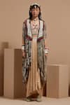 Shop_ASEEM KAPOOR_Multi Color Silk, Chiffon Beads, Tassels Open Neck Embroidered Sheer Jacket _at_Aza_Fashions