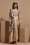 Buy_ASEEM KAPOOR_Multi Color Silk, Chiffon Beads, Tassels Open Neck Embroidered Sheer Jacket _at_Aza_Fashions