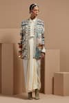 ASEEM KAPOOR_Multi Color Embroidery, Beads Round Neck Open Dhana Jacket _at_Aza_Fashions
