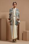 Buy_ASEEM KAPOOR_Multi Color Embroidery, Beads Round Neck Open Dhana Jacket 