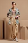 Buy_ASEEM KAPOOR_Multi Color Silk, Satin, Denim Beads, Tassels Open Resham Embroidered Jacket Set _at_Aza_Fashions