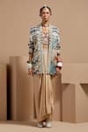Buy_ASEEM KAPOOR_Multi Color Silk, Satin, Denim Beads, Tassels Open Resham Embroidered Jacket Set _Online_at_Aza_Fashions
