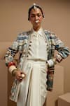ASEEM KAPOOR_Multi Color Silk Beads Open Neck, Collared Dhana Jacket Set _Online_at_Aza_Fashions