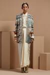 Shop_ASEEM KAPOOR_Multi Color Silk Beads Open Neck, Collared Dhana Jacket Set _Online_at_Aza_Fashions