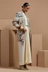 ASEEM KAPOOR_Multi Color Silk Beads Open Neck, Collared Dhana Jacket Set _at_Aza_Fashions