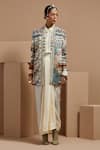 Buy_ASEEM KAPOOR_Multi Color Silk Beads Open Neck, Collared Dhana Jacket Set 