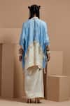 Shop_ASEEM KAPOOR_Blue Silk, Crepe Tassels Round Neck Aasmani Mogra Jacket Kurta Set _at_Aza_Fashions