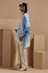 Buy_ASEEM KAPOOR_Blue Silk, Crepe Tassels Round Neck Aasmani Mogra Jacket Kurta Set _Online_at_Aza_Fashions