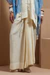 Buy_ASEEM KAPOOR_Blue Silk, Crepe Tassels Round Neck Aasmani Mogra Jacket Kurta Set 