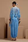 Shop_ASEEM KAPOOR_Blue Silk, Net, Crepe Tassels, Embroidery, Beads Aasmani Veni Dupatta Jacket Set _at_Aza_Fashions