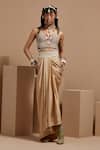 Buy_ASEEM KAPOOR_Pink Silk Tassels Sweetheart Neck Shocking Embroidered Corset Blouse _at_Aza_Fashions
