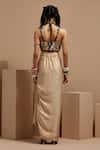 Shop_ASEEM KAPOOR_Multi Color Silk Beads, Tassels Sweetheart Neck Chandra Corset Blouse Set _at_Aza_Fashions