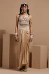 ASEEM KAPOOR_Multi Color Silk Beads, Tassels Sweetheart Neck Chandra Corset Blouse Set _Online_at_Aza_Fashions