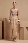 Shop_ASEEM KAPOOR_Multi Color Silk Beads, Tassels Sweetheart Neck Chandra Corset Blouse Set _Online_at_Aza_Fashions