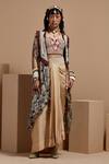 ASEEM KAPOOR_Multi Color Silk, Crepe Beads, Tassels Open Neck, Resham Embroidered Jacket Set _Online_at_Aza_Fashions