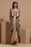 Buy_ASEEM KAPOOR_Multi Color Silk, Crepe Beads, Tassels Open Neck, Resham Embroidered Jacket Set _Online_at_Aza_Fashions