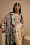 Buy_ASEEM KAPOOR_Multi Color Silk, Crepe Beads, Tassels Open Neck, Resham Embroidered Jacket Set 