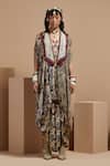 Buy_ASEEM KAPOOR_Multi Color Silk, Net, Crepe Beads, Tassels, Embroidery Open Resham Jacket Set _Online_at_Aza_Fashions