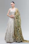 Buy_Samyukta Singhania_Cream Tissue, Viscose, Rayon Beads, Sequins, Zari, Embroidered Lehenga Set _at_Aza_Fashions