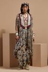 ASEEM KAPOOR_Multi Color Silk, Net, Crepe Beads, Tassels, Embroidery Open Resham Jacket Set _at_Aza_Fashions