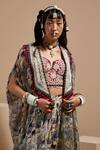 Buy_ASEEM KAPOOR_Multi Color Silk, Net, Crepe Beads, Tassels, Embroidery Open Resham Jacket Set 