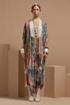 Shop_ASEEM KAPOOR_Multi Color Silk, Twill, Crepe Beads, Tassels, Resham Jacket And Trouser Set _Online_at_Aza_Fashions