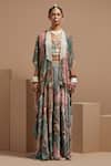 ASEEM KAPOOR_Multi Color Silk, Twill, Crepe Beads, Tassels, Embroidery Resham Jacket Set _Online_at_Aza_Fashions