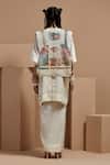 Shop_ASEEM KAPOOR_Multi Color Muslin, Silk, Crepe Embroidery, Beads Round Neck Gilet Kurta Set _at_Aza_Fashions