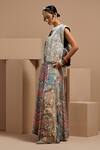 Buy_ASEEM KAPOOR_Multi Color Muslin, Twill, Crepe Beads, Embroidery Round Neck Gilet Set _Online_at_Aza_Fashions