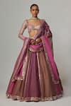 Buy_Vvani by Vani Vats_Purple Organza, Georgette Gota Patti Sweetheart Mud Mauve Multicolor Lehenga Set _at_Aza_Fashions
