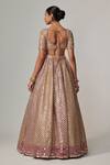Shop_Vvani by Vani Vats_Beige Georgette, Organza Gota Patti Sweetheart Neck Deep Metallic Lehenga Set _at_Aza_Fashions