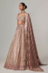 Vvani by Vani Vats_Beige Georgette, Organza Gota Patti Sweetheart Neck Deep Metallic Lehenga Set _Online_at_Aza_Fashions