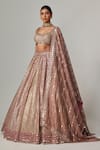 Vvani by Vani Vats_Beige Georgette, Organza Gota Patti, Embroidery Deep Metallic Lehenga Set _Online_at_Aza_Fashions