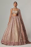 Buy_Vvani by Vani Vats_Beige Georgette, Organza Gota Patti, Embroidery Deep Metallic Lehenga Set _Online_at_Aza_Fashions