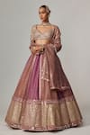 Buy_Vvani by Vani Vats_Multi Color Organza, Georgette Sequins, Gota Mud Mauve Multicolor Lehenga Set _Online_at_Aza_Fashions