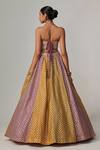 Shop_Vvani by Vani Vats_Mauve Georgette Gota Patti Sweetheart Neck Mustard Corset Lehenga Set _at_Aza_Fashions
