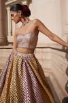 Buy_Vvani by Vani Vats_Mustard Georgette, Organza Embroidery, Gota Patti Corset Skirt With Dupatta Set _Online_at_Aza_Fashions