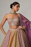 Shop_Vvani by Vani Vats_Mustard Georgette, Organza Embroidery, Gota Patti Corset Skirt With Dupatta Set _Online_at_Aza_Fashions
