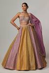 Buy_Vvani by Vani Vats_Mustard Georgette, Organza Embroidery, Gota Patti Corset Skirt With Dupatta Set _at_Aza_Fashions