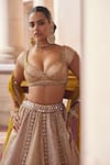 Vvani by Vani Vats_Multi Color Georgette, Organza Mustard Multicolor Heavy Metallic Lehenga Set _Online_at_Aza_Fashions