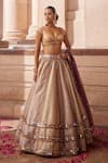 Buy_Vvani by Vani Vats_Multi Color Georgette, Organza Mustard Multicolor Heavy Metallic Lehenga Set _at_Aza_Fashions