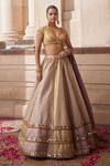 Vvani by Vani Vats_Multi Color Georgette, Organza Mustard Multicolor Heavy Metallic Lehenga Set _at_Aza_Fashions