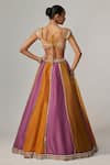 Shop_Vvani by Vani Vats_Mustard Organza, Georgette Gota Patti Plunge Neck Multicolor Linear Lehenga Set _at_Aza_Fashions