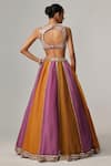 Shop_Vvani by Vani Vats_Multi Color Organza, Georgette Gota Patti V-neck Multicolor Linear Lehenga Set _at_Aza_Fashions