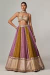Vvani by Vani Vats_Multi Color Organza, Georgette Gota Patti, Multicolor Embroidered Lehenga Set _Online_at_Aza_Fashions